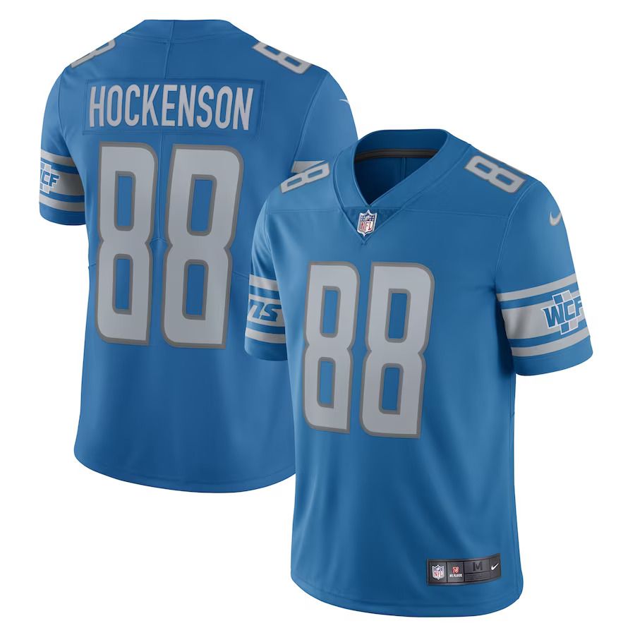 Men Detroit Lions #88 T.J. Hockenson Nike Blue Vapor Limited NFL Jersey